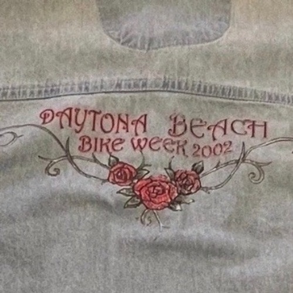 Vtg Sleeveless Faded Denim Crop Top Bike Week Daytona Beach Womens Medium Y2K